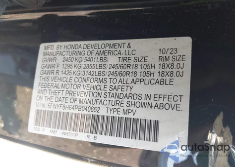 2023 Honda Passport Awd Trailsport z USA, uszkodzony, nr VIN 5FNYF8H64PB040652